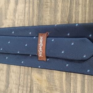Yves Saint Laurent YSL MONOGRAM navy tie with small flower design